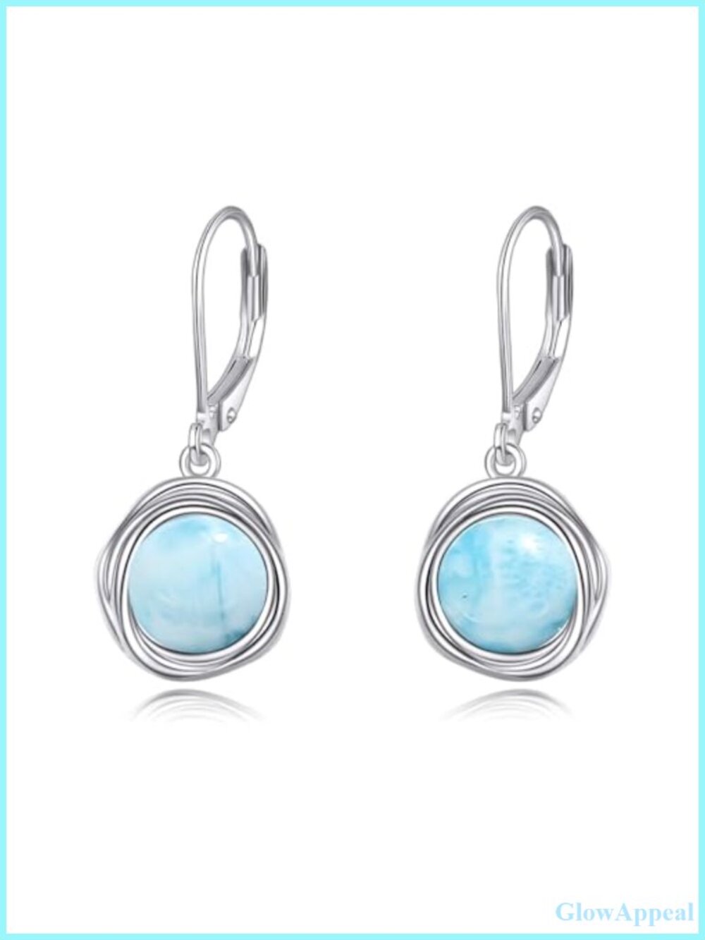 Freshwater Pearl Dangle Earrings 925 Sterling Silver with Larimar Leverback for